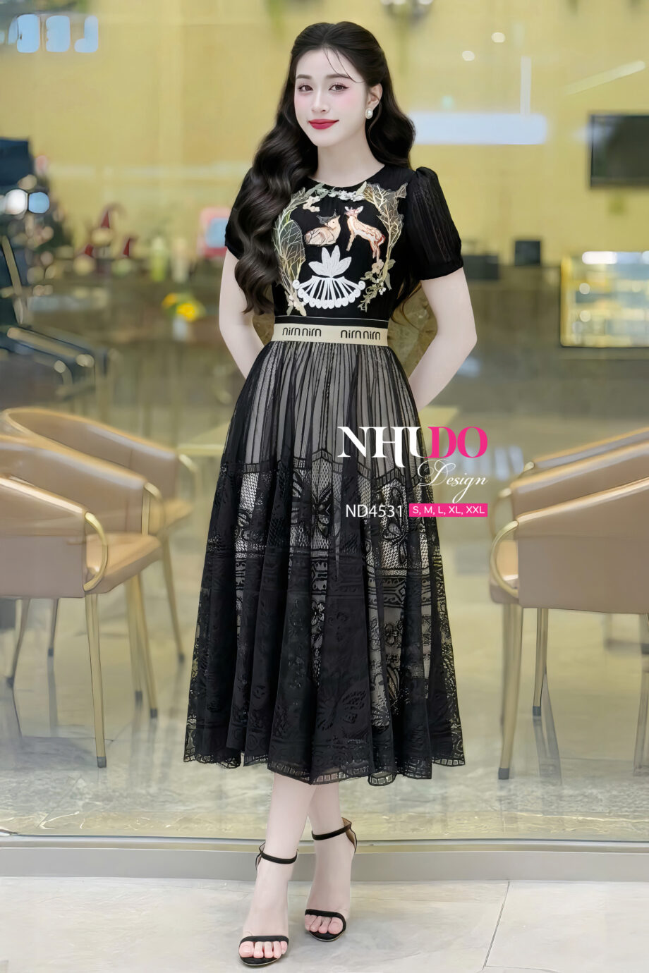 ND4531 Váy Công Sở Cùng Họa Tiết Ren Hiện Đại Trẻ Trung