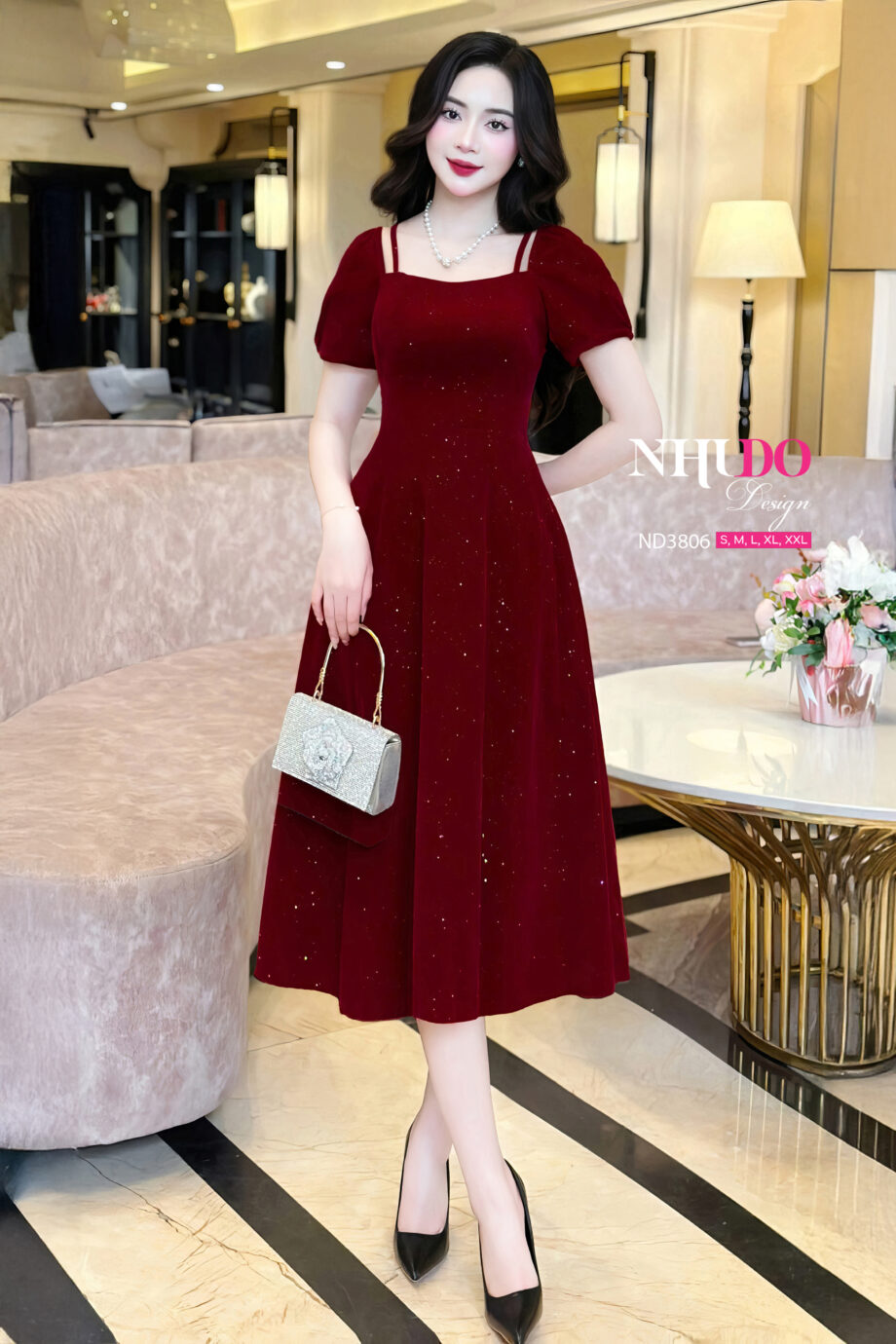 ND3806 Váy Thiết Kế Đính Kim Sa Lấp Lánh