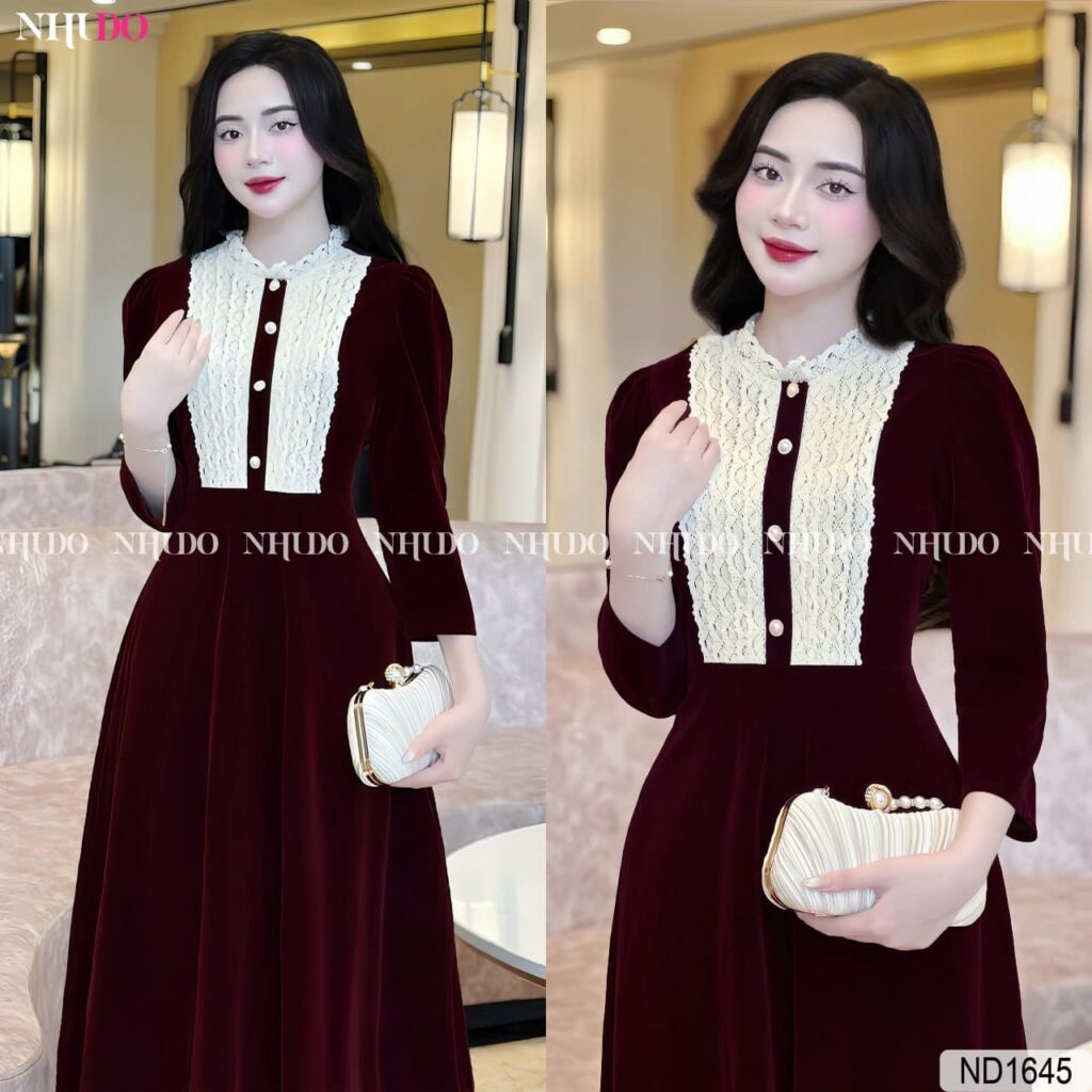 Đầm dự tiệc cho người bụng to dáng tay dài