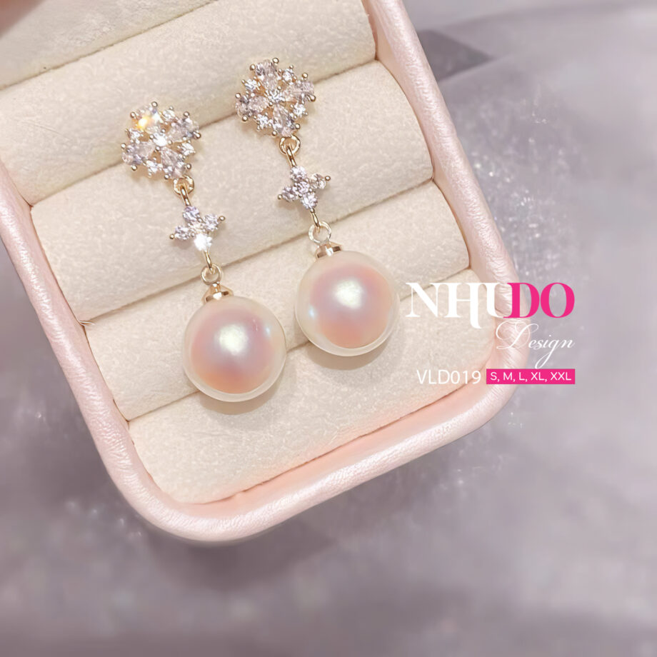 VLD019 Bông Tai Thiết Kế Ngọc Trai Thanh Lịch