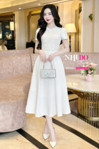 ND3901 Váy Dáng Xòe Cùng Họa Tiết Ren Cao Cấp
