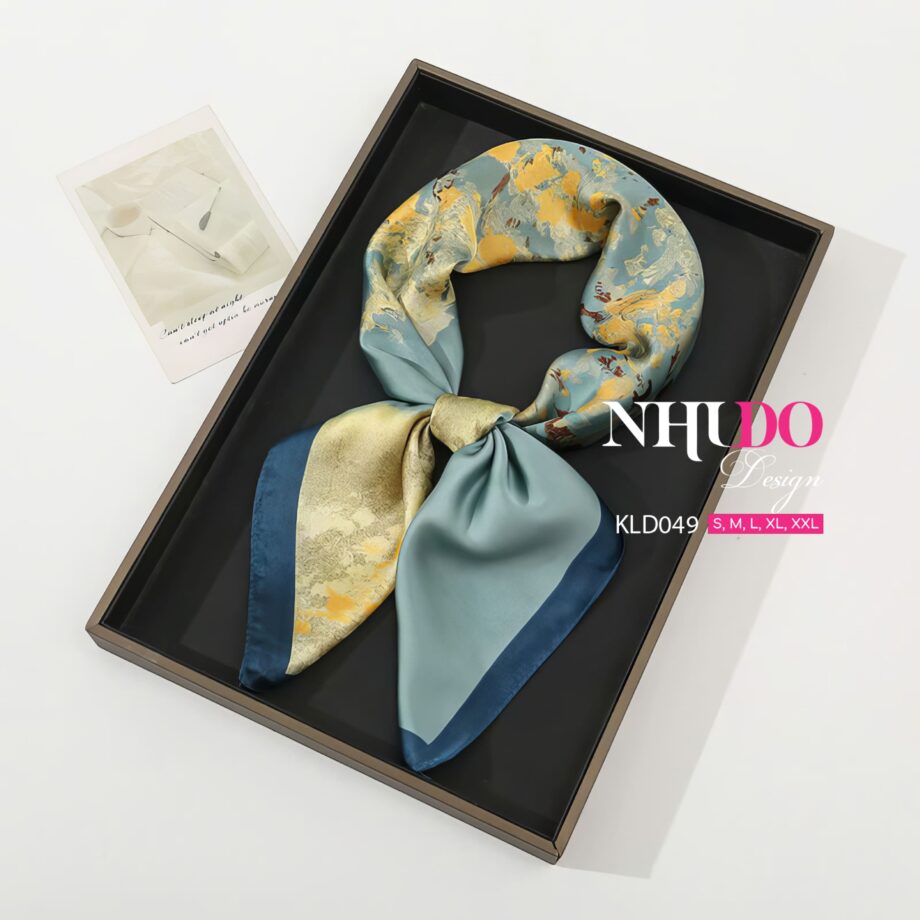 KLD049 Khăn Thiết Kế Lụa Cùng Sắc Xanh Ngọc Dịu Dàng