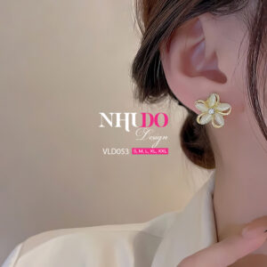 VLD053 Khuyên Tai Thiết Kế Hình Bông Hoa Năm Cánh Mạ Vàng