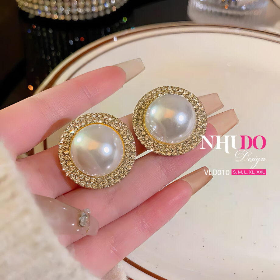 VLD010 Khuyên Tai Thiết Kế Đính Đá Zircon Nhỏ Lấp Lánh