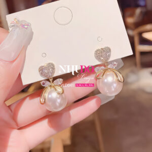 VLD041 Khuyên Tai Thiết Kế Trái Tim Mạ Vàng