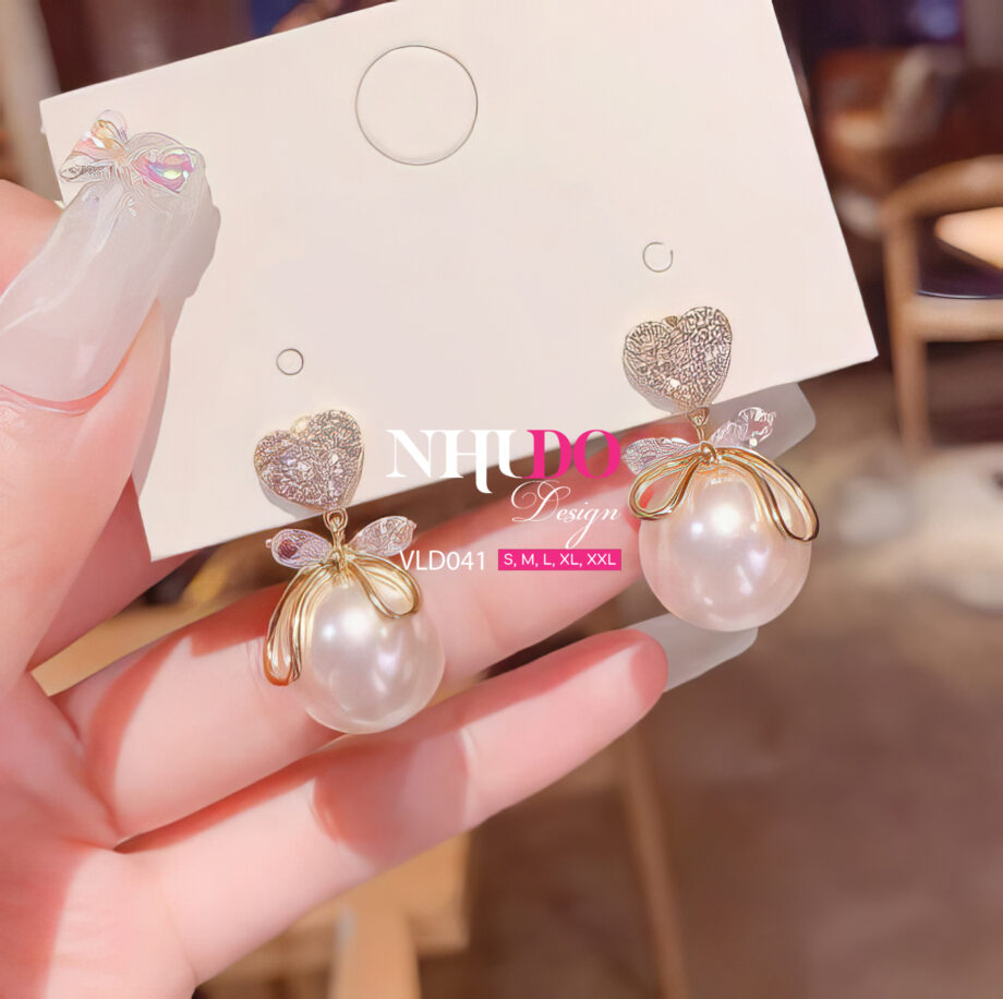 VLD041 Khuyên Tai Thiết Kế Trái Tim Mạ Vàng