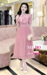 ND2234 Váy Công Sở Thiết Kế Dây Nơ Trước Ngực Tạo Điểm