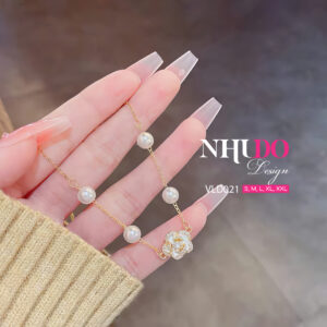 VLD021 Lắc tay ngọc trai đính hoa