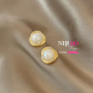 VLD046 Đôi Bông Tai Ngọc Trai Hoàn Kim
