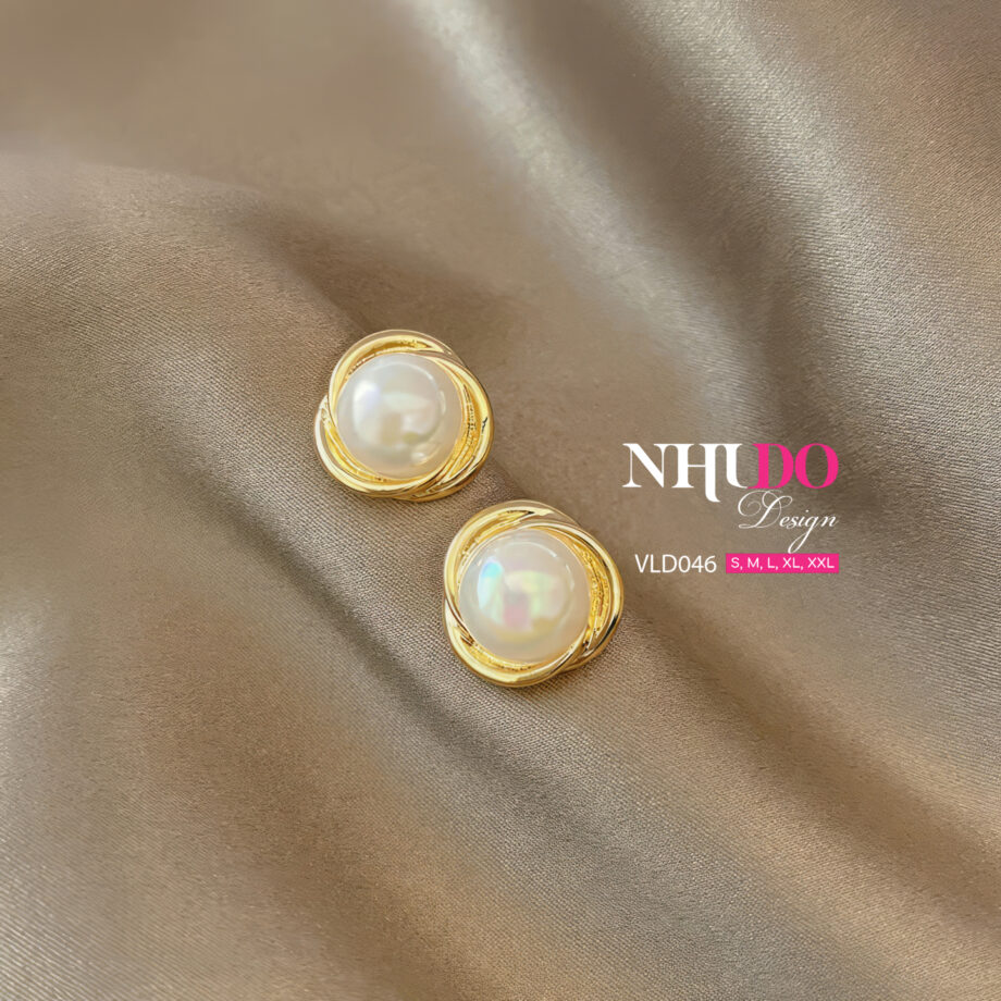 VLD046 Đôi Bông Tai Ngọc Trai Hoàn Kim