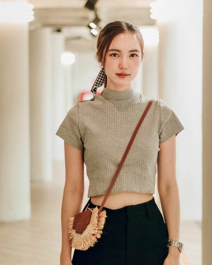 Áo Croptop Công Sở - Vải Len Mỏng