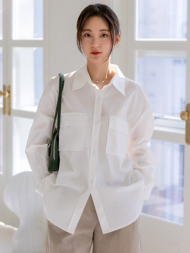 Áo Nữ Công Sở - Áo Sơ Mi Phom Suông Cổ Đức