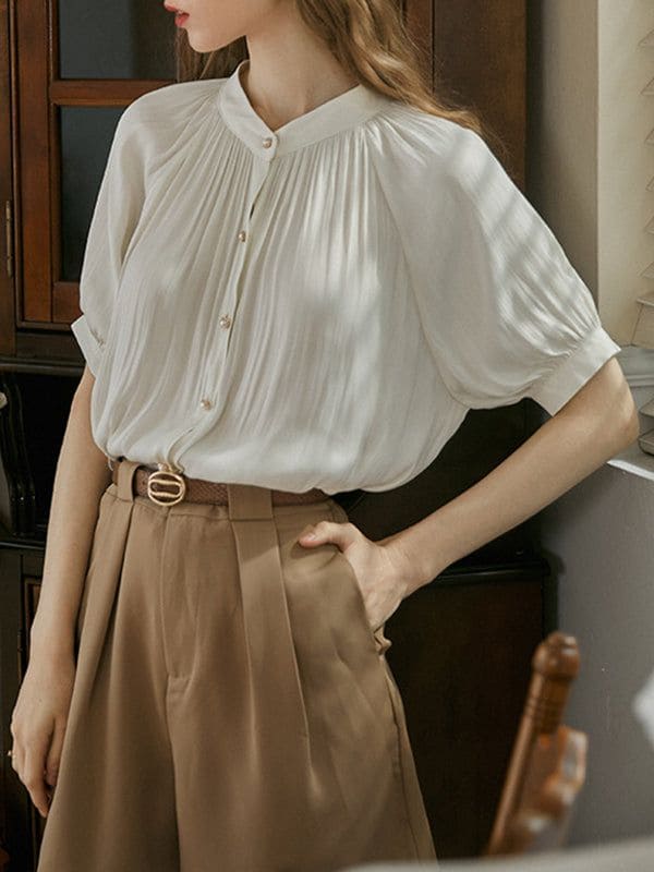 Áo Trắng Công Sở - Áo Blouse Tay Bồng