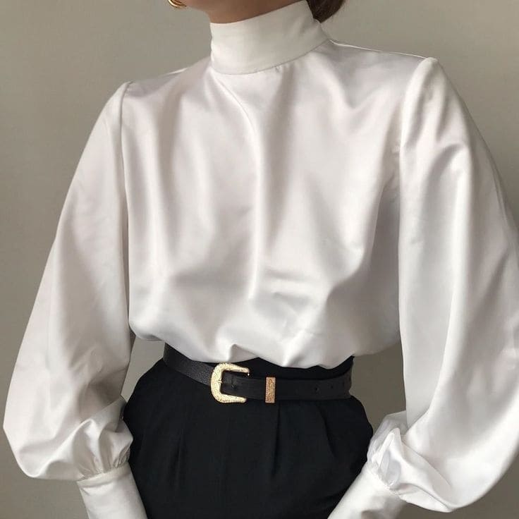 Áo Trắng Công Sở - Áo Cổ Lọ
