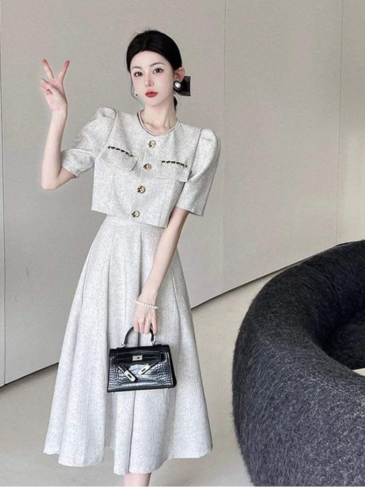 Chân Váy Công Sở Cao Cấp - Váy Midi Xếp Ly