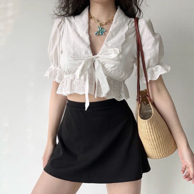 Áo Sơ Mi Croptop Công Sở - Phối Đồ