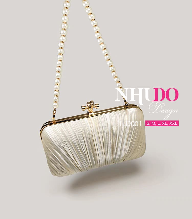 Túi Clutch Cầm Tay Phối Dây Ngọc Trai
